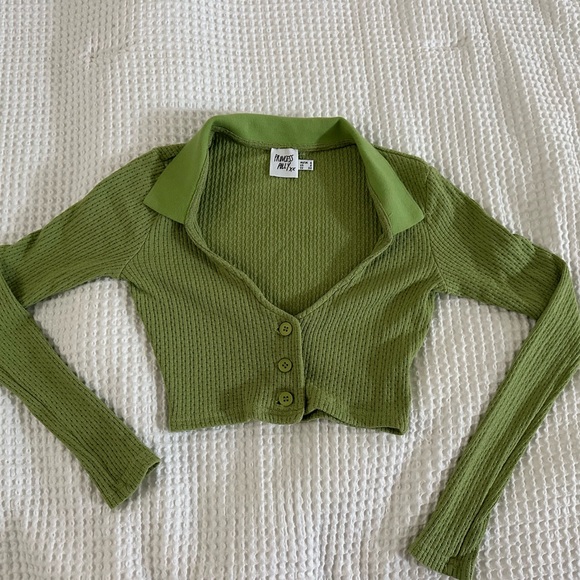 Princess Polly Tops - Princess Polly Green Ribbed Knit Top